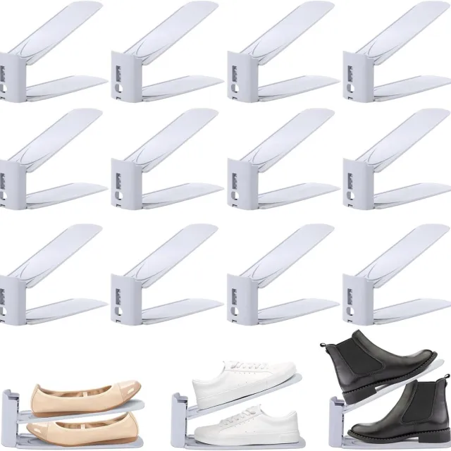 Famanu Schoenenrek, ruimtebesparend, 3-traps verstelbare schoenenopslag, antislip schoenenorganizer, schoenenhouder voor het opbergen en weergeven van hoge hakken, sport, teenslippers transparant