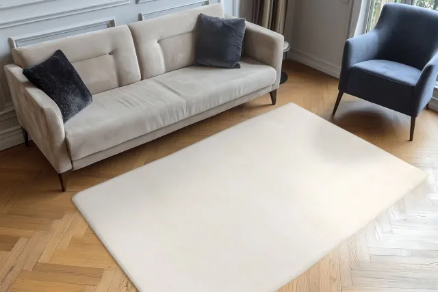 Padiro pluizig hoogpolig vloerkleed 120 x 170 cm - crème / offwhite - modern effen ontwerp - voor vloerverwarming - van polyester en katoen beige