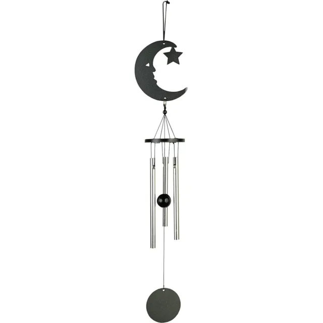 Art Bizniz Windgong - Outdoor - Windmobiel - Windorgel - Maan - 35cm - Staal - Zwart - Zilver