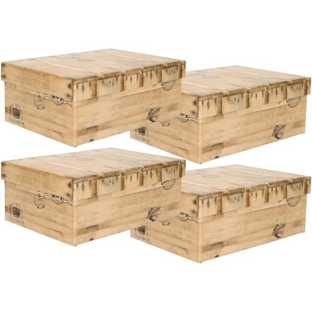 5Five® 5Five Opbergdoos/box - 6x - houtkleur - L25 x B17 x H9.5 cm - Stevig karton - Woodybox Lichtbruin