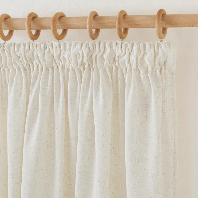 Ibenzoa Natuurlijk Linnen Gordijnset Beige, 160x140cm, Twee Stuks, Voor Woonkamer en Andere Ruimtes