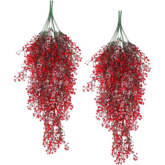 KZQ Kunstbloemen en sierranken - 4 stuks - kunststof - rood - herfst - voor tuin