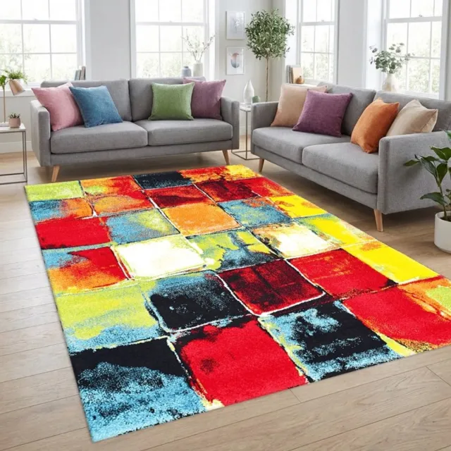 TapisTrend Designer tapijt Multicolor 120x170 cm Veelkleurig abstract geometrisch vloerkleed met grote blokken en een geschilderd effect