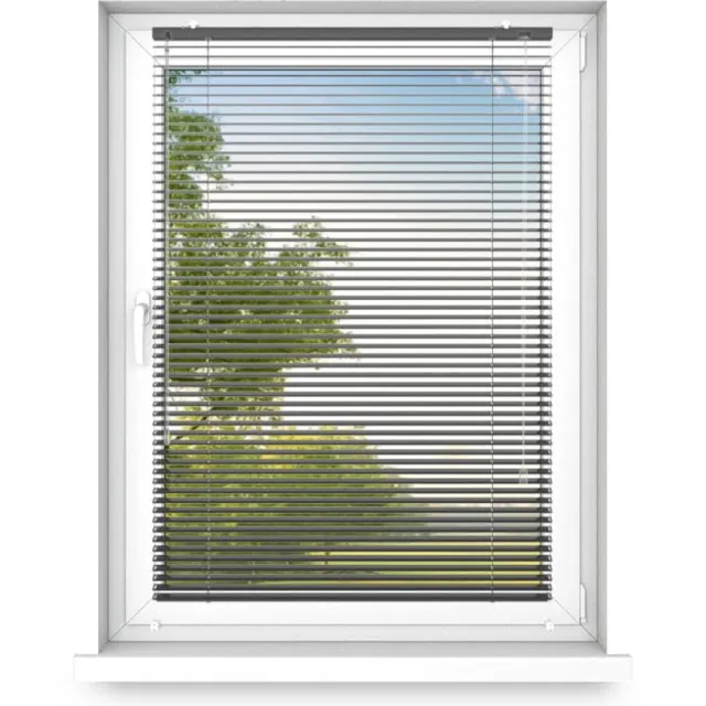 Fart Produkt time4blinds - Binnenjaloezieën Zonder Boren - Aluminium Jaloezieën - Aluminium Rolgordijnen voor Woonkamer, Slaapkamer, Keuken, Kantoor - met Koordgeleiders - Glanzend zwart, Links, 800x2100 Glanzend zwart - Links