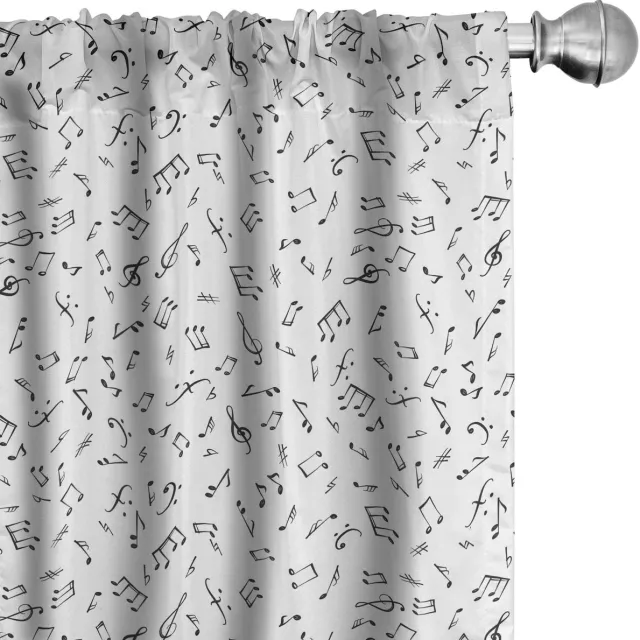 ABAKUHAUS Zwart-Wit Voorhangen 2x75x225 cm – Mikrofaser, Halbdunkel Zwart en wit