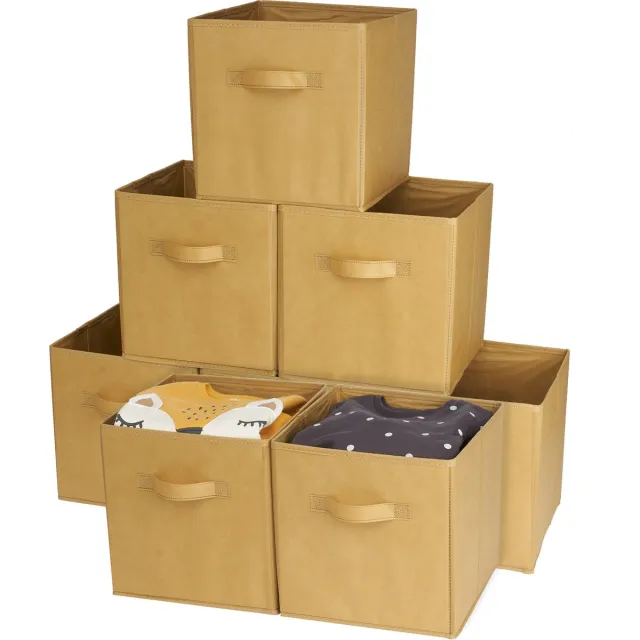 Matana Bramble – 8 Opvouwbare Kubus Opbergdozen, 27,5x27,5x28cm – Kaki – Sterk & Duurzaam – Voor Kleding, Speelgoed, Wasserij & Kantoor