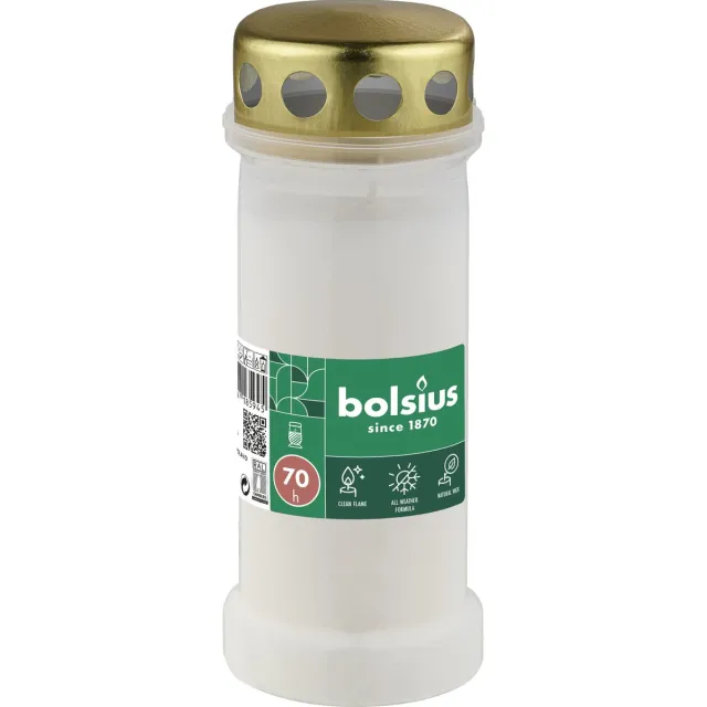 Bolsius Herdenkingslicht - Met deksel - Wit - 70 branduren