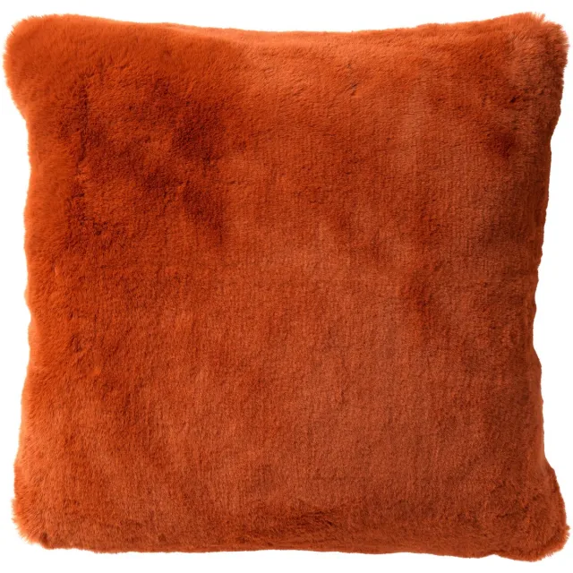 Dutch Decor ZAYA - Kussenhoes 45x45 cm - bontlook - effen kleur - Potters Clay - oranje - met rits - zonder binnenkussen Terracotta