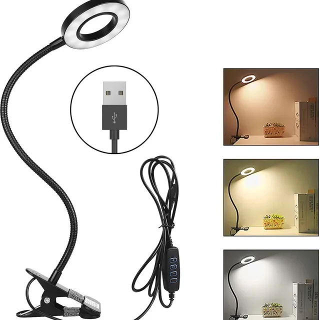 TRANSNECT Bureaulamp LED Dimbaar- met Klem - Filtert Blauw Licht - Bevordert Slaap - 10 helderheidsmodi - 3 kleurmodi Zwart