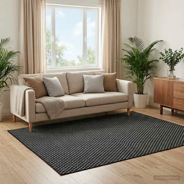 vidaXL Vloerkleed ORIZ Zwart meshpatroon 300 x 400 cm 100% polyester, foto 2