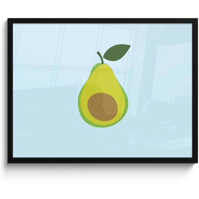 FrameYourWall Poster in lijst - Fotolijst 70x50 cm - Posters - Avocado - Illustratie - Groene - Vrucht - Posterlijst zwart - Decoratie - Wanddecoratie woonkamer - Muurdecoratie slaapkamer