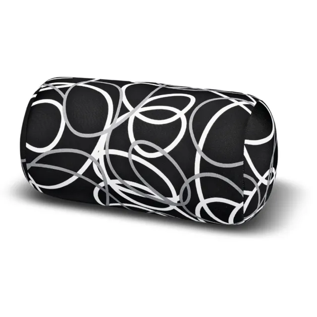 House of Healthbrands Kuschelmaxx Rolkussen - Sierkussen Rond Cilinder 17 x 33 cm - Zwart gelijnd-design - Stevig en zacht - Mooie print - Gevuld met microgranulaat - Vormvast & Wasbaar - Ideaal voor op de bank, bed, auto of op reis - Inclusief Wasnet