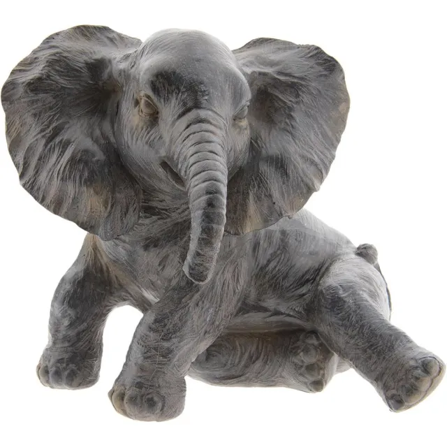 Clayre & Eef Decoratie Beeld Olifant 20*19*17 cm Grijs Kunststof Decoratief Figuur Decoratieve Accessoires Woonaccessoires