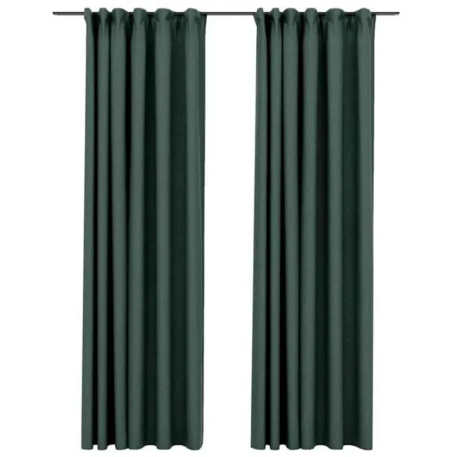 vida xl Gordijnen linnen-look verduisterend haken 2 st 140x245 cm groen