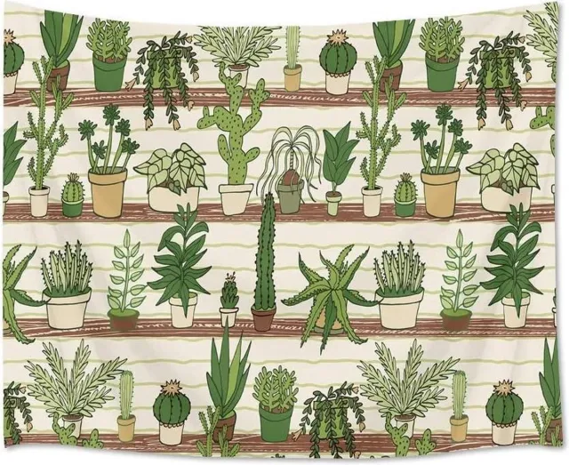 Ulticool Planten in Plantenpotten Cactus Plant Natuur - Wandkleed Poster - 200x150 cm - Groot wandtapijt - Tuinposter Tapestry - Schilderij Decoratie Tuin Versiering Accessoire voor zowel buiten als Muurdecoratie in woonkamer Veelkleurig