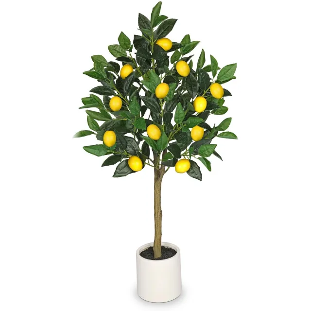 Unyqoos Natuurgetrouwe kunst citroenboom als decoratie voor huis en kantoor, groente, 90 cm
