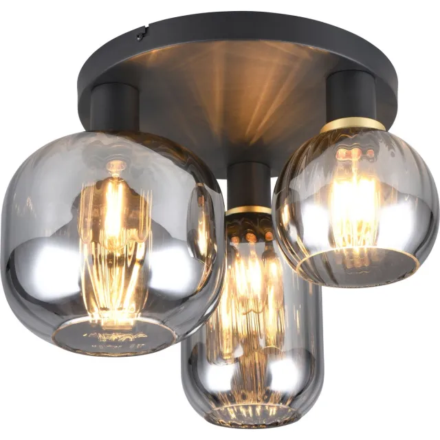 Trio DIVA - Plafondlamp - Zwart mat - excl. 3x E27 7 W - Plafondbevestiging