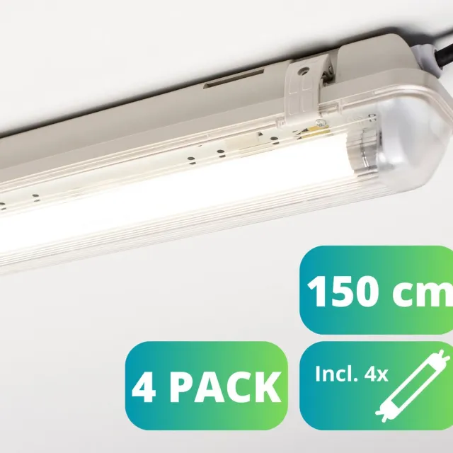 LED's Light EasySave LED TL verlichting 150 cm - Compleet armatuur incl. LED TL buis - IP65 - 4PACK wit