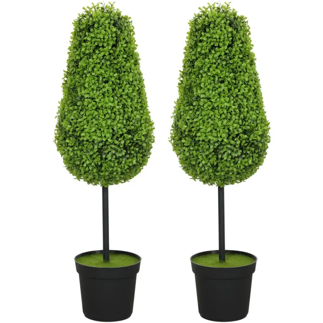 Homcom Kunstmatige Buxus Topiary in Pot - Kunstplant, Kunstboom - Groen