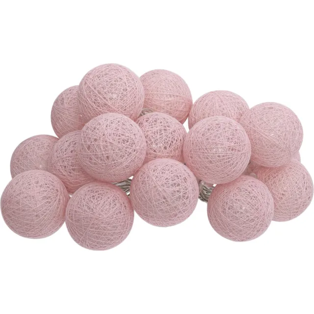 Atmosphera LED Lichtslinger Folk balletjes roze - Lichtslingers katoen - Cotton ball - 16 Ballen - Dia 3.5 cm - Guirlande