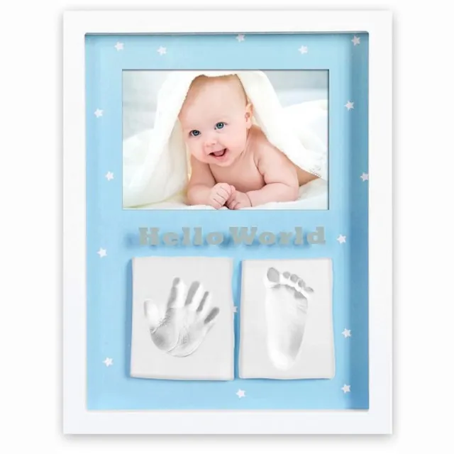 Interbaby Fotolijst Met Afdruk 32 X 21 Cm Klei/hout Roze/blauw