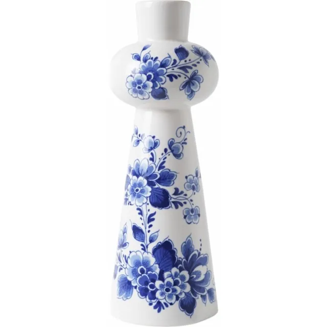 Heinen Delfts Blauw Kandelaar Bol - Bloem - 21 cm Delfts blauw