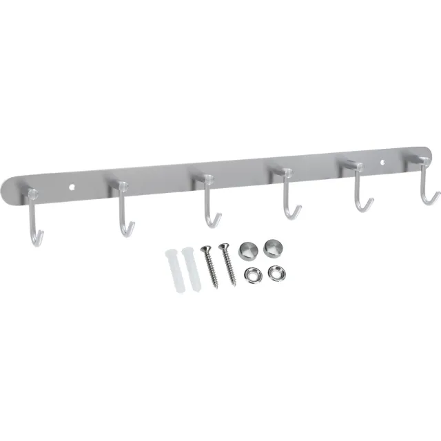Intirilife roestvrijstalen kapstok model C - 6 haken - jashaken kapstok in 5 verschillende designs Zilver