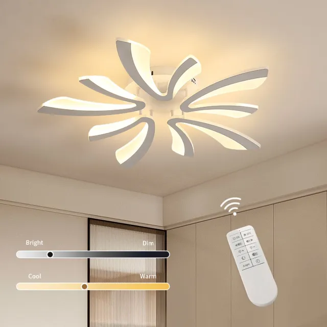 Riserva LED Plafondlamp V-Design - 48W - 5400 lm - Dimbaar 3000K-6500K - Met Afstandsbediening - Wit - Moderne Plafonnière voor Woonkamer, Slaapkamer en Eetkamer
