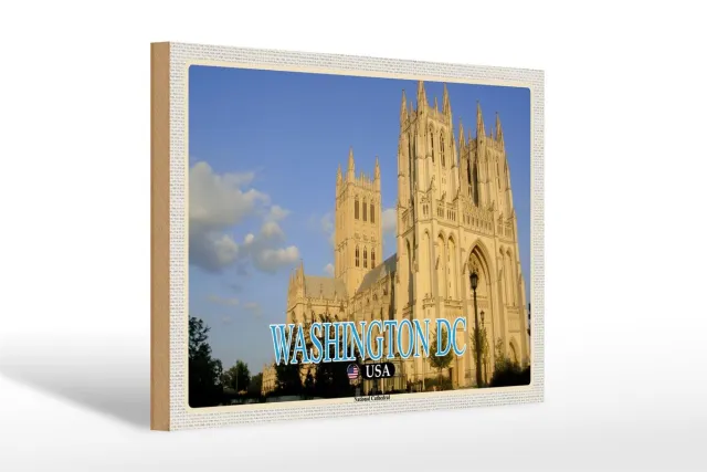 Femer Holzschild Reise 30x20cm Washington DC USA National Cathedral Deko