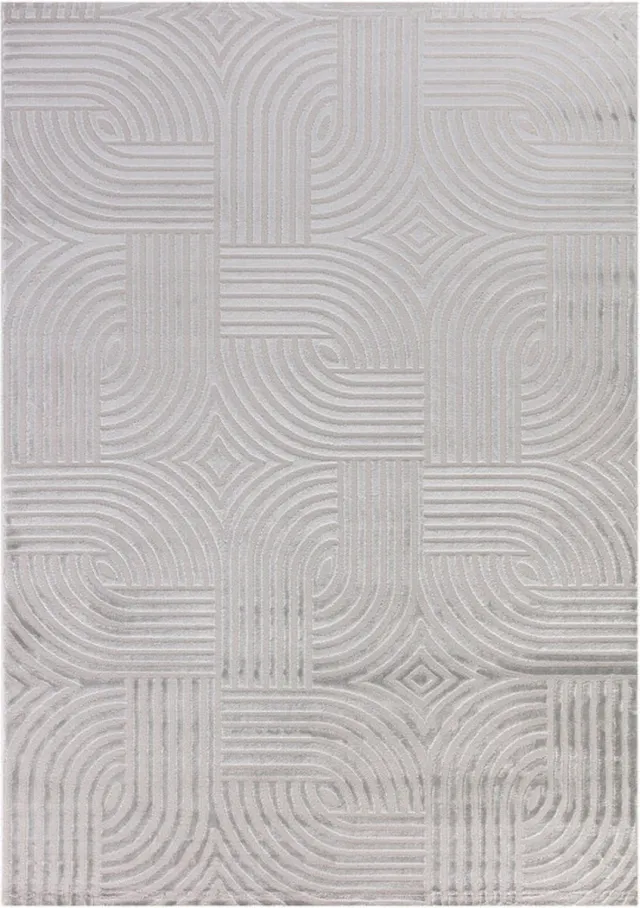flycarpets Cara Modern Japandi Architectura Vloerkleed - Zilver - 280x370 cm Grijs