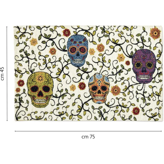 Excelsa Antislip Keukenmat Excelsa Calavera Polyester En Chenille Veelkleurig 45x75 cm