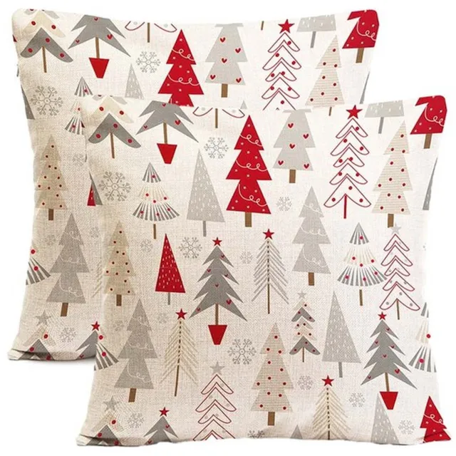 Oemmn 2 stuks kerst kussenhoezen – 45x45 cm – Kerstboempatroon – Feestelijke winter sierkussenslopen – Voor de bank Kleur-2