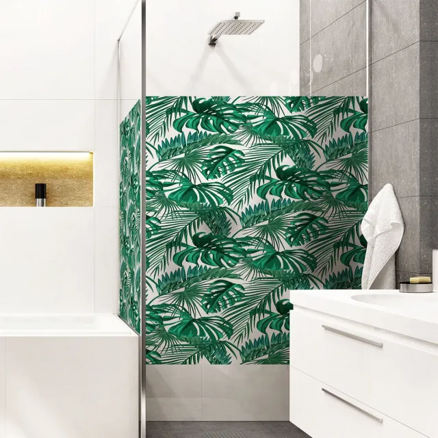 Ambiance Sticker Privacy raamfolie - palmbladeren - stickers voor ramen en douchedeuren - 40x100cm Wit