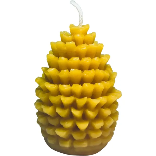 TMcreations Bijenwas Kaars Dennenappel - 100% Zuivere Ambachtelijke Kaarsen Natuur - Cadeautje voor Haar - Bijenwaskaarsen Homemade Geel