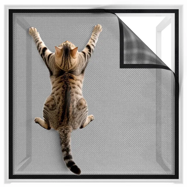 Oemmn Zelfklevend Horrenraam – 130x150 cm – Kattenbestendig – Krasbestendig PVC Gecoat Gaas – Houdt Insecten Buiten – Eenvoudige Installatie zonder Gereedschap – Voor Raam en Deur – Stevig en Duurzaam 130*150cm