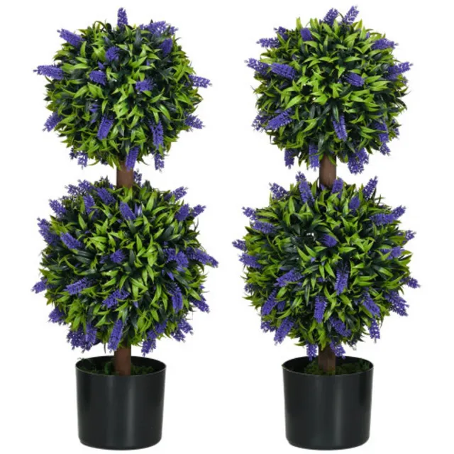 GOTAGEE Nepplant 2-delig 15 x 15 x 70 cm, groen, nep lavendelplant, decoratieve kunstplant, UV-bestendig, geschikt voor woonkamer en tuin.