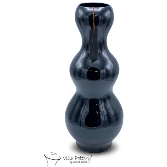 Villa Pottery Marrakech Vaas Blauw Zwart D19 x