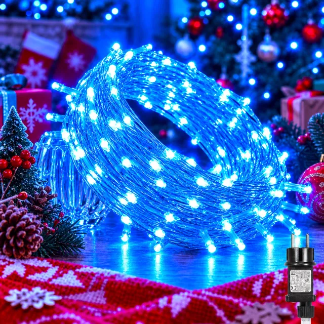 LAPAMAX Kerst Lichtsnoer Buiten IP44-Fairy Lights-LED Kerstverlichting Buiten-Lichtslinger met 8 Lichtstanden&Geheugen-Timer 6U/18U-Veilige 31V Laagspanning&Energiezuinig-Koppelbaar voor Kerstboom,Tuin&Balkon-200 LED-20m-Blauw-1 Stuk