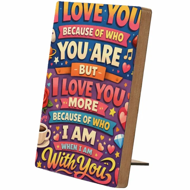 Mr Cadeautjes Glasframe/MDF 12,7 x 17,8 - design Him / her quote design | cadeau Wit