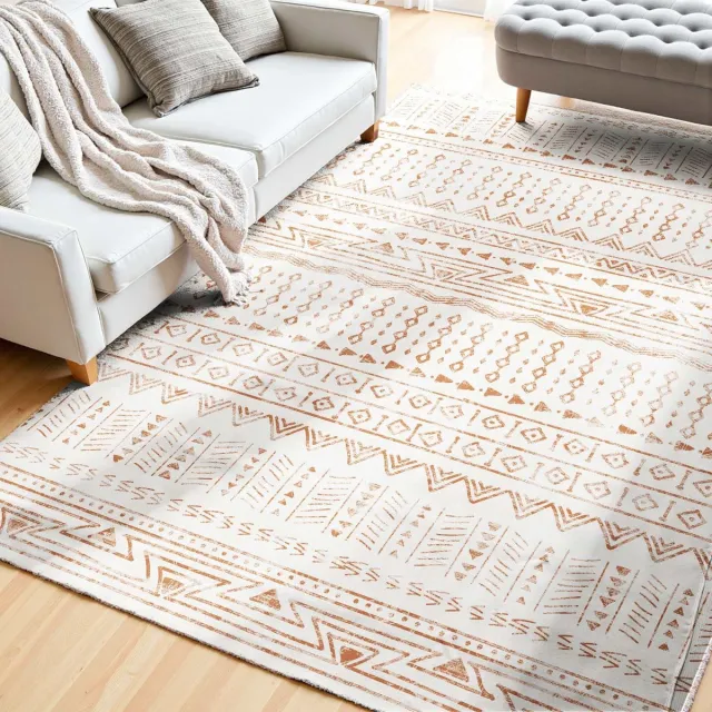 Unyqoos Modern en wasbaar vloerkleed met kortpolig ontwerp en antislip functie wit