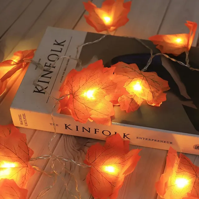 Rosnek Herfst Lichtsnoer met Esdoornbladeren – 6m 40 Lampjes – voor Buiten & Binnen – IP44 – Batterij Aangedreven – Warme Wit Sfeerverlichting voor Halloween en Thanksgiving – 1-stuks