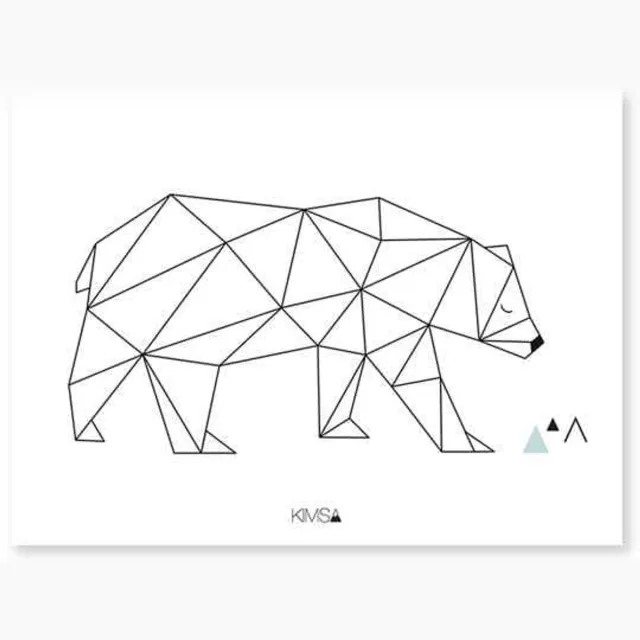 Lilipinso Poster beer geometrisch - Lilipinso zwart-wit