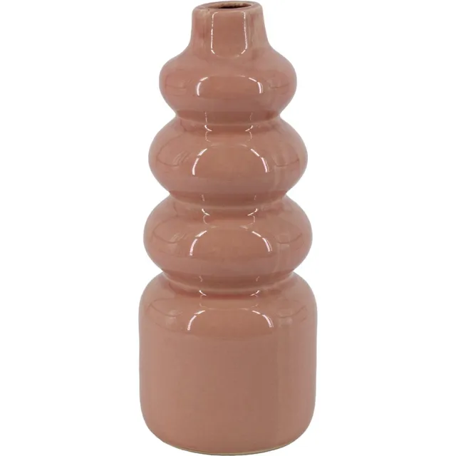 homebound by ky Aardewerk vaas disk pink | 13,5x13,5x32,5cm | bloemenvaas keramiek schijven roze