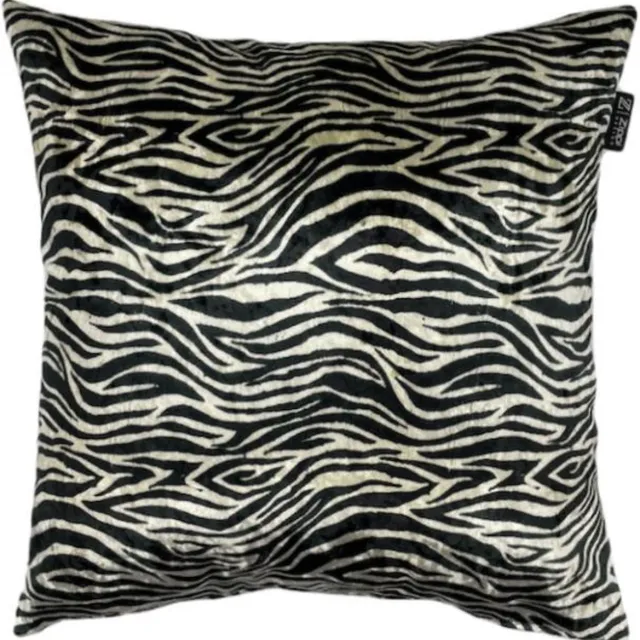 Zippi Design Zebra Art Sierkussen 45 x 45 cm Velvet, kleur zwart wit, Zebra dierenprint- ACTIE nu inclusief veren vulling!