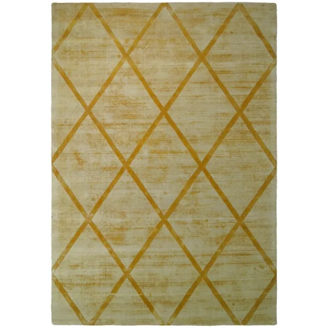 Padiro design laagpolig vloerkleed 160 x 230 cm - oker / geel - modern geometrisch patroon - voor vloerverwarming - van viscose en katoen