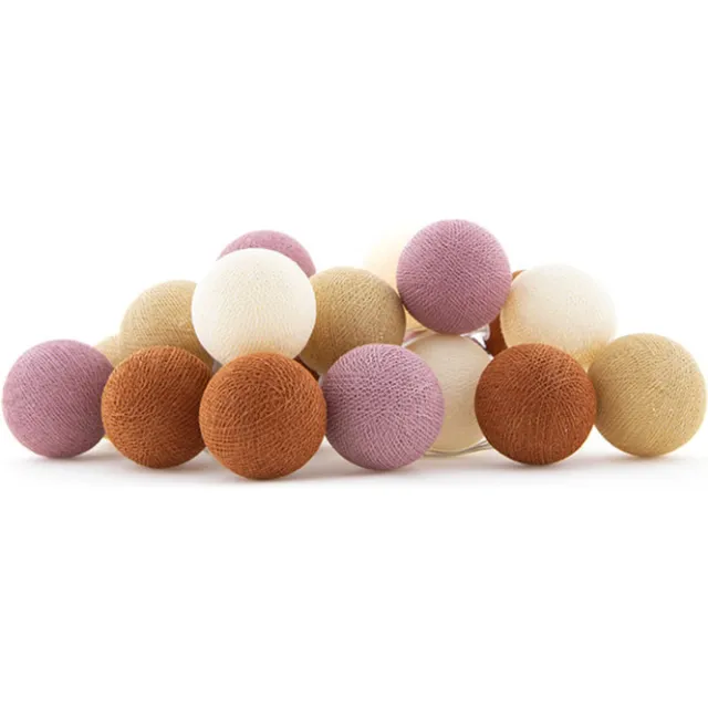 Cotton Ball Lights LED lichtslinger voor binnen - Handgemaakt en Fairtrade - 20 lampjes - Rusty