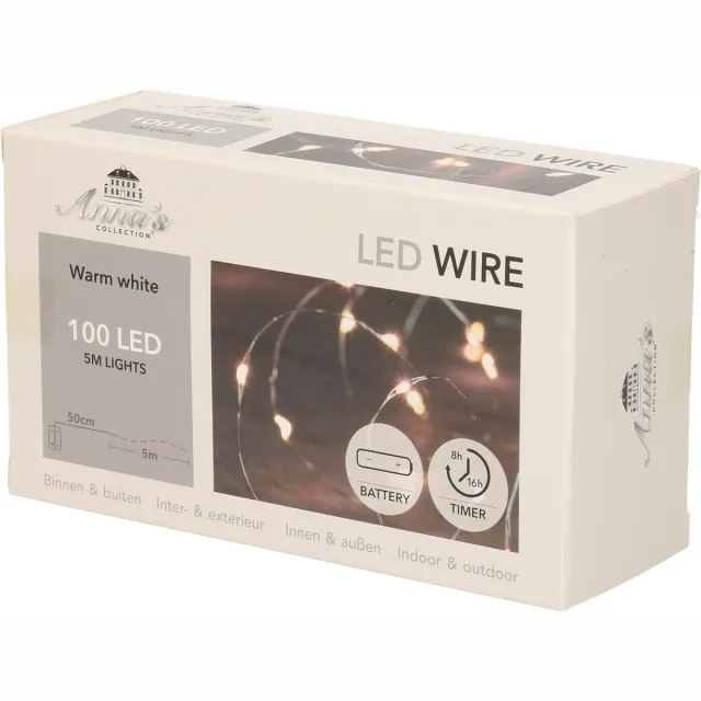 Anna's Collection Draadverlichting - zilver - 5 m - 100 lampjes - kerstverlichting