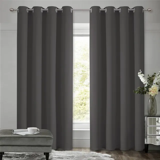 Unyqoos ® Donkergrijze Thermische Verduisteringsgordijnen voor Optimale Isolatie en Geluidsreductie, Set van 2, 175x140 cm grijs