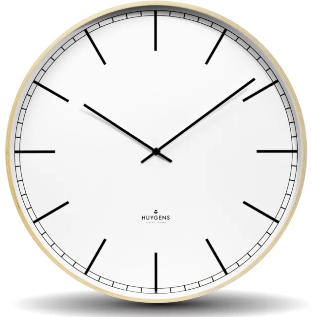 Huygens Wood 45 Index - Wit - Wandklok - Stil - Quartz uurwerk Hout