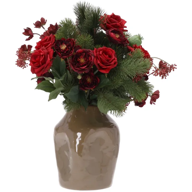 maxifleur Kunstplanten Kunst kerstboeket Elsa Leogang 50cm Rood